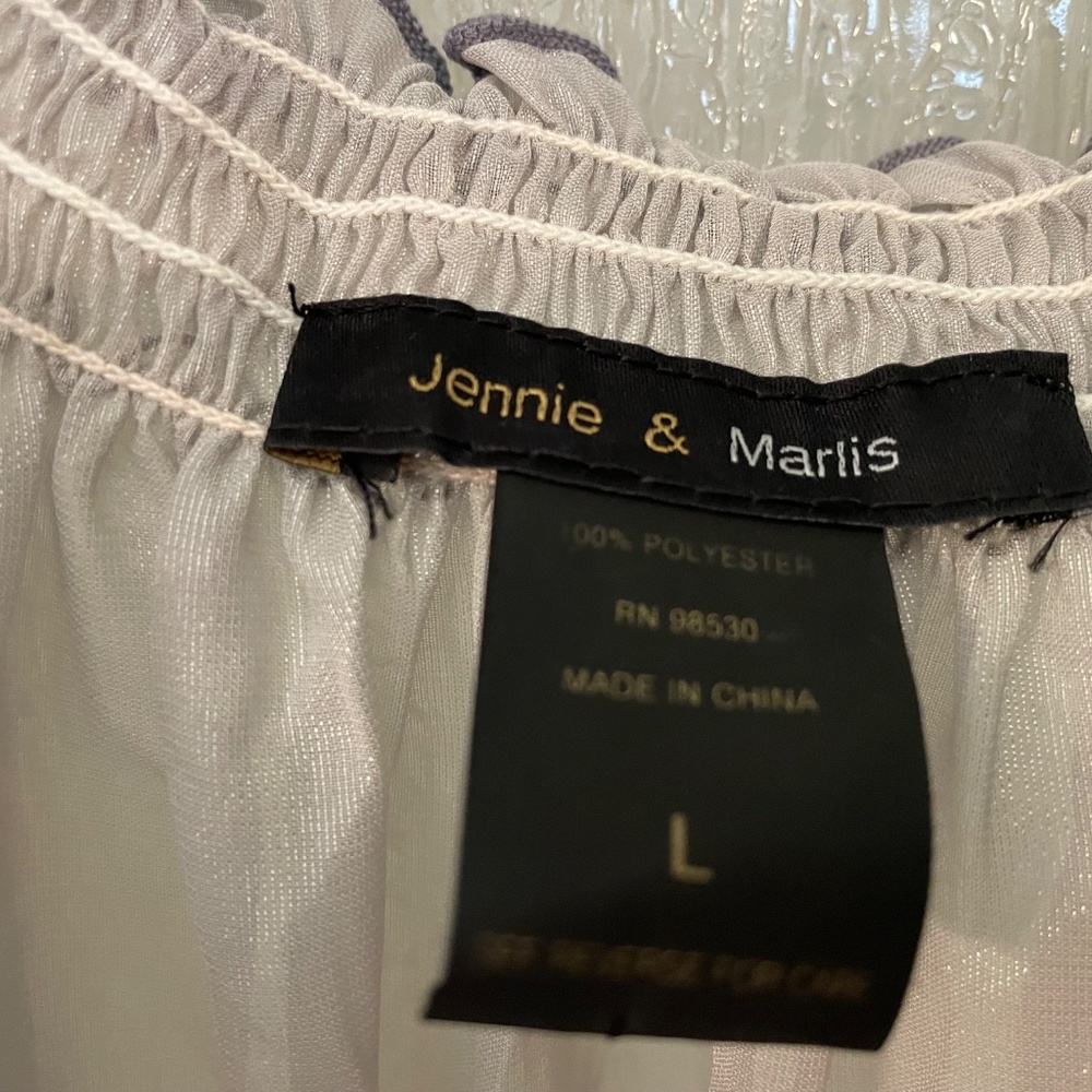 Jannie & Marlis • Sheer Embroidered Boho Tunic • camisole • Gray • Size L - Picture 5 of 11